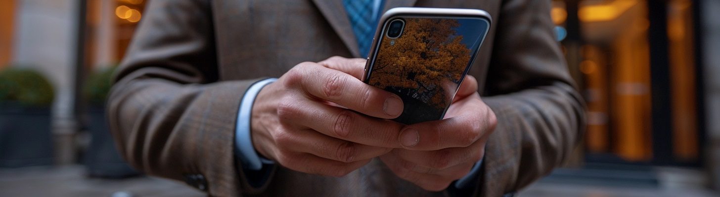 A businessman with a smartphone