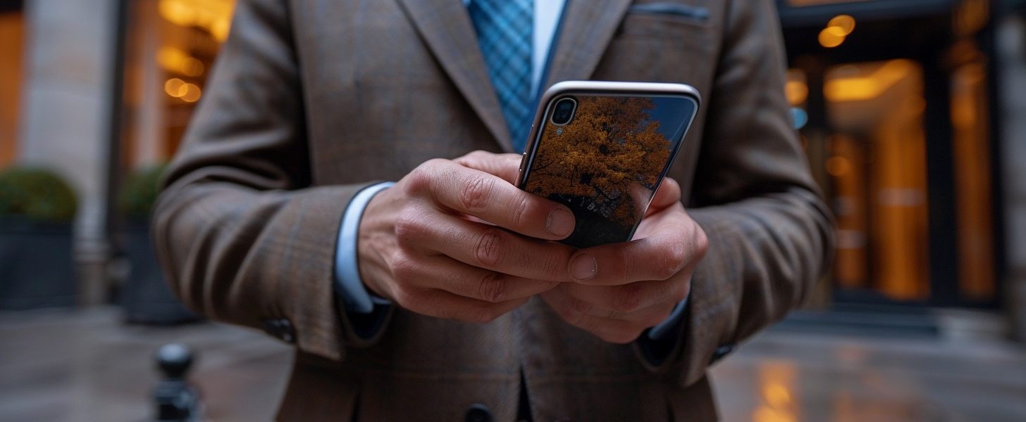 A businessman with a smartphone