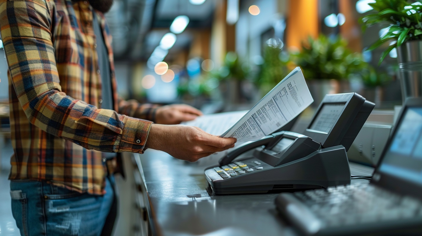 Employee using fax